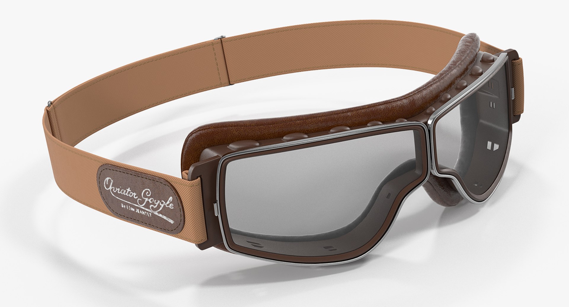 Brown Pilot Goggles 3D model preview