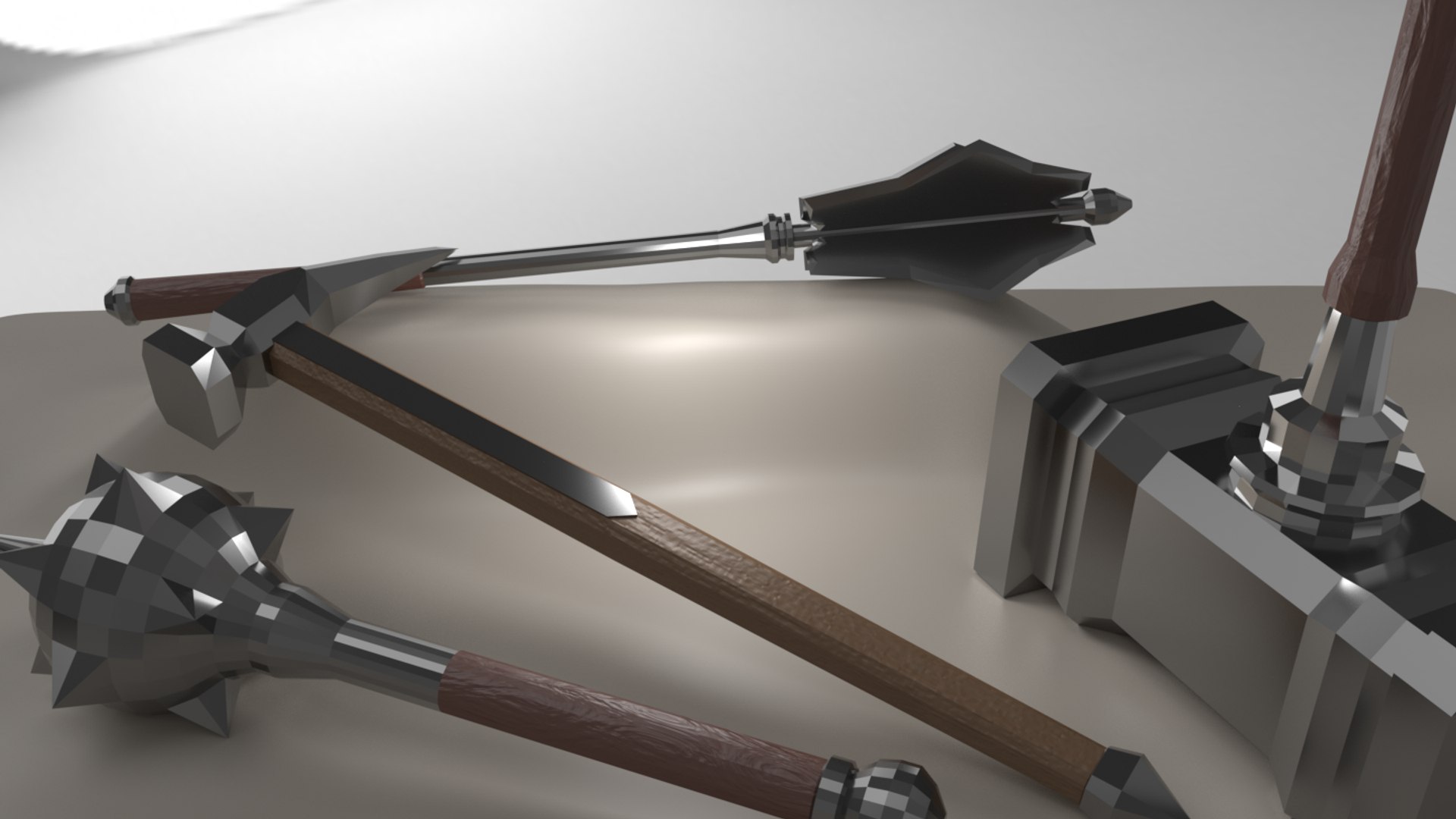 3D medieval rpg weapons package https://p.turbosquid.com/ts-thumb/mc/cx2WzE/Z7ERLquy/maces/png/1521049730/1920x1080/fit_q87/2459c8edbac34d29e35c7fa17eeb0f9681f4d292/maces.jpg