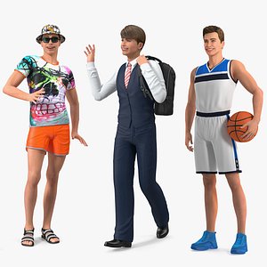 Teenage Boys Rigged Collection 2 for Maya 3D model