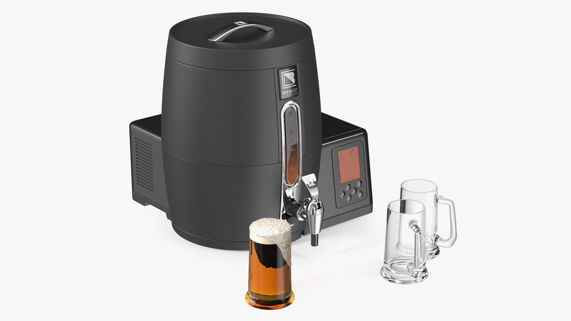 Home Beer Brewing Machine Brewart with Mugs 3D model preview