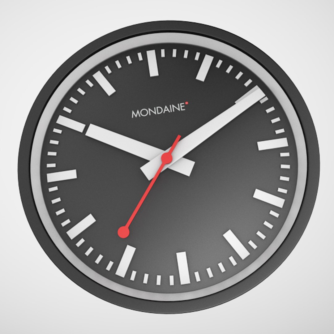 mondaine clock black 3d max