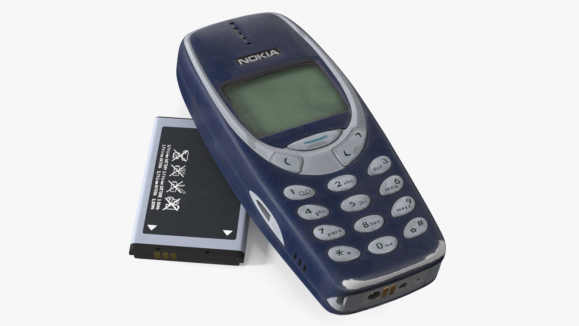 stary telefon komórkowy Nokia 3310, przestarzałe rady ładowanie baterii, wujek Janusz porady techniczne, formowanie baterii mit - Nokia 3310 z baterią litowo-jonową Model 3D - TurboSquid 2302668