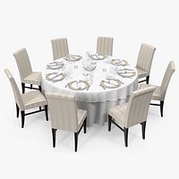Round Dining Served Table with Chairs
