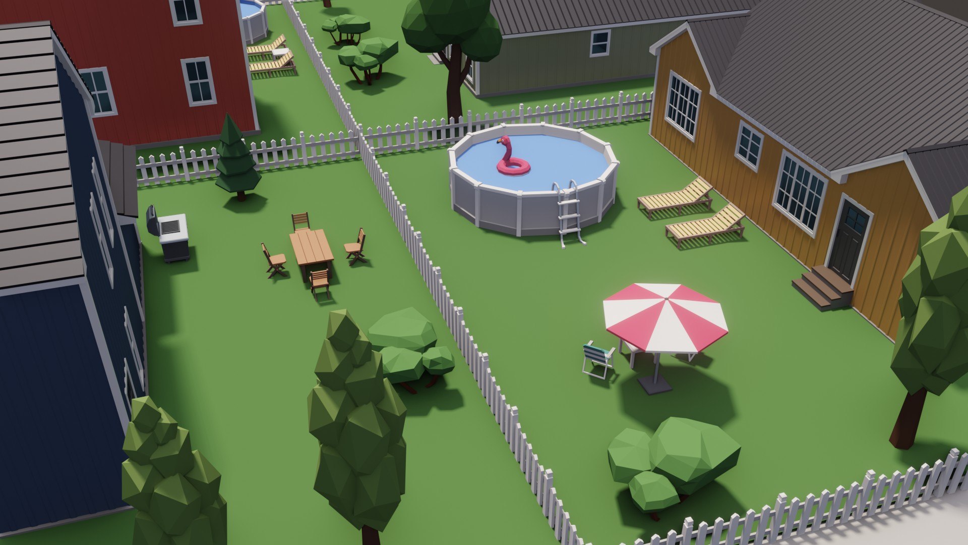 3D Low Poly Stylized Suburban Block Model - TurboSquid 2123069