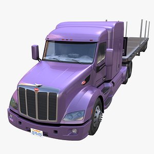 3D Peterbilt 579 flatbed trailer model