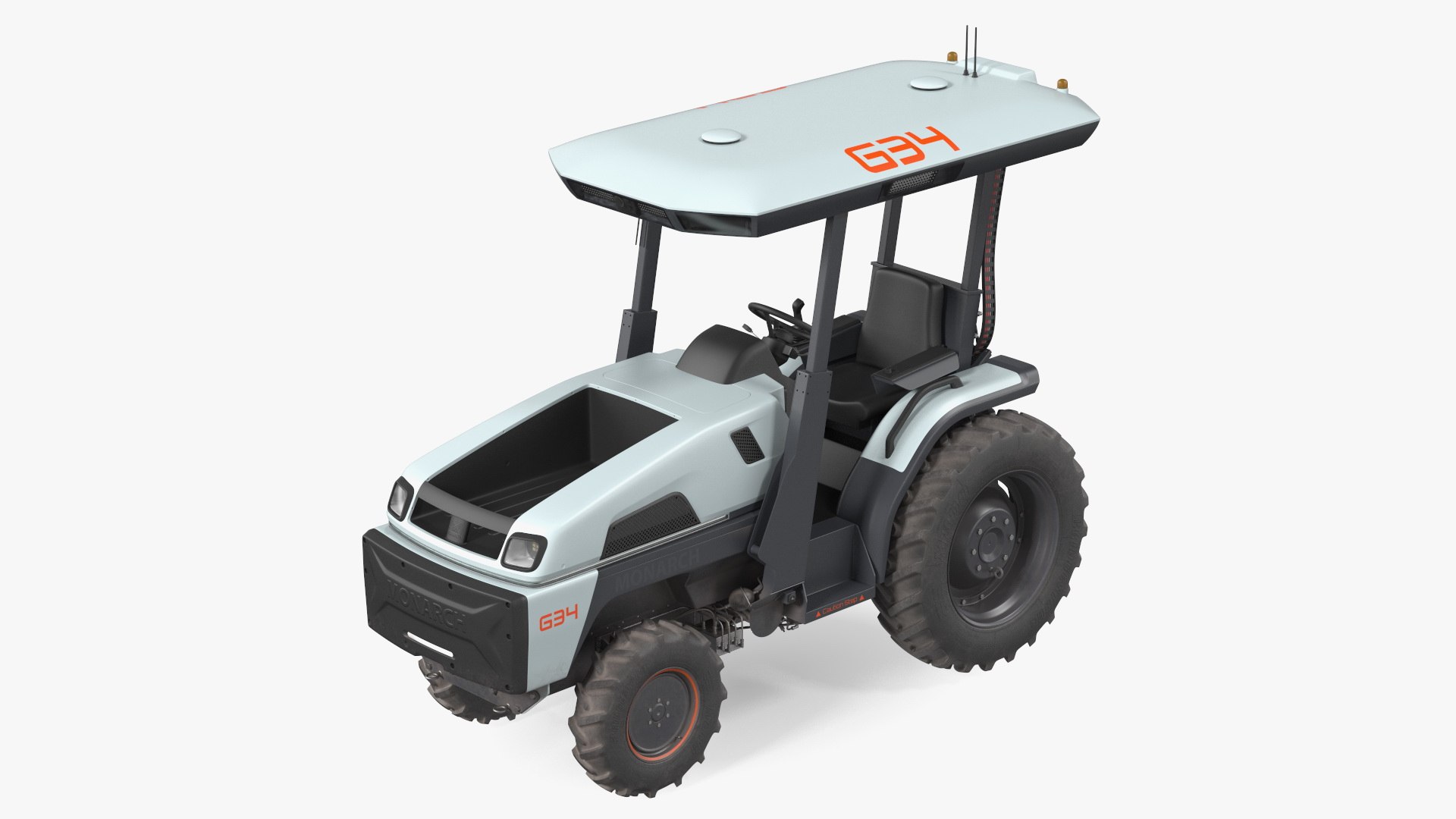Monarch Self Driving Electric Tractor Dusty Rigged 3D model preview