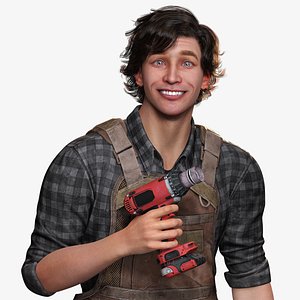 Wood working Tradesman Fully Rigged 3D Asset