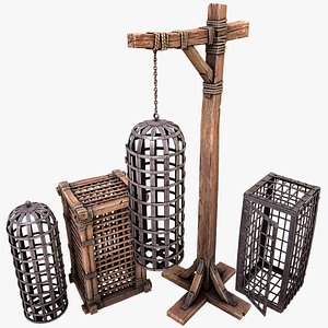 3D Medieval Torture Cage Set