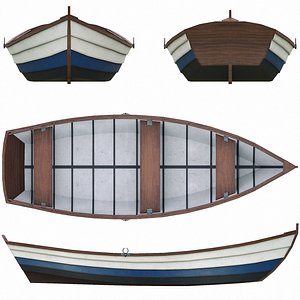 3D Painted Wooden Boat v2 model