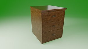 Wooden nightstand Low-poly 3D model
