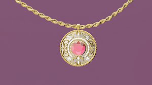 3D Diamond Pendant with Rope Chain model
