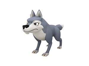 wolf character cartoon 3D model