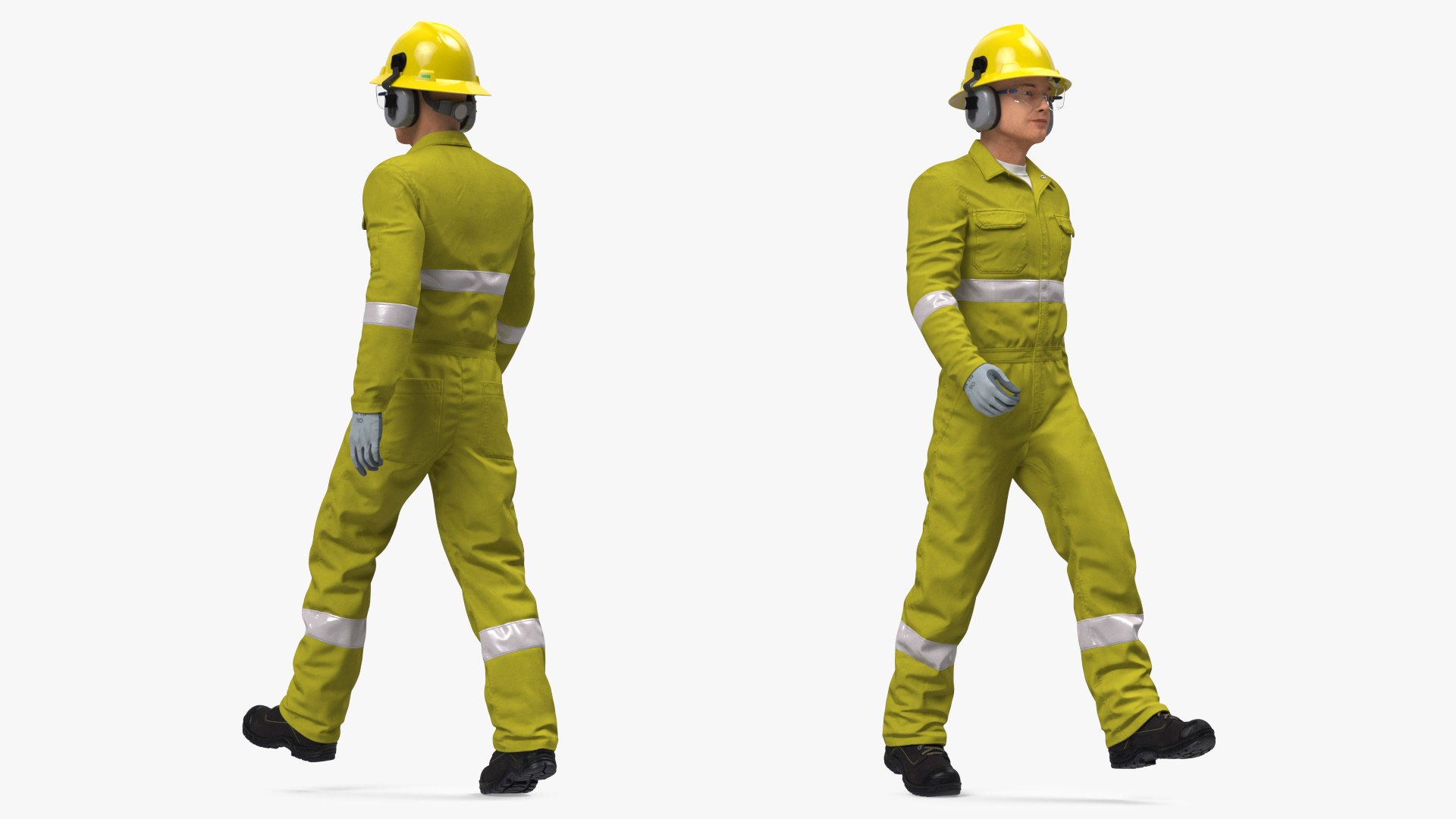 Gas Worker Fully Equipped Walking Pose 3D model preview