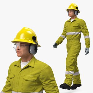 Gas Worker Fully Equipped Walking Pose 3D model