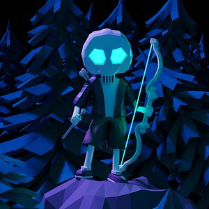 rigged skull archer boy model