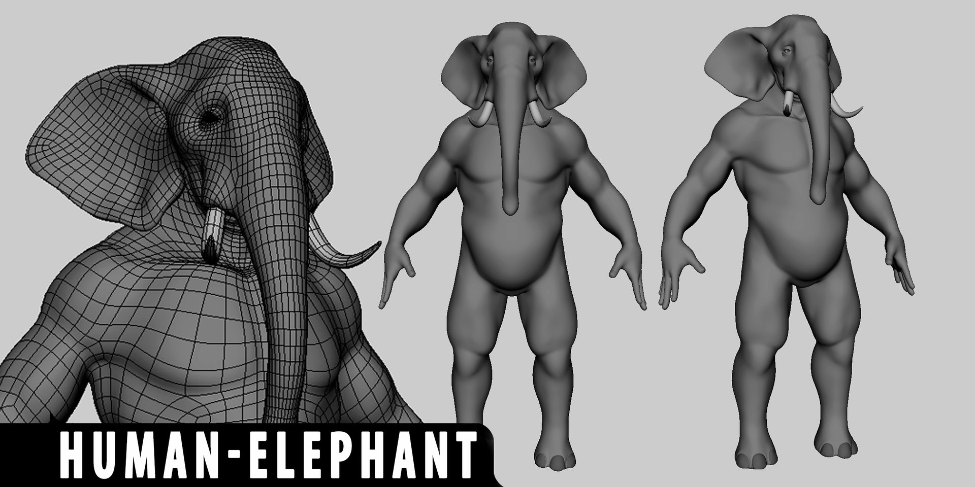 10 Mythical Creature 3D model https://p.turbosquid.com/ts-thumb/md/v4xHsk/If/humanelepahnt/jpg/1716994401/1920x1080/fit_q87/4d4166b01997084948fbfd55b86d458f07a27252/humanelepahnt.jpg