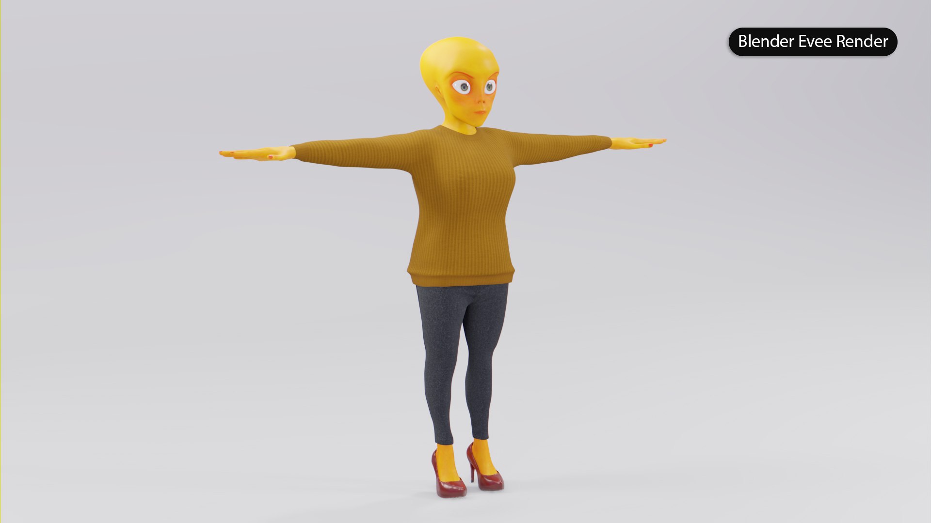 Alien Female Cartoon 3D model https://p.turbosquid.com/ts-thumb/md/z0EaoW/qm/alieninsweaterfrontrightfullevee.png/jpg/1678707720/1920x1080/fit_q87/eaa669e77d09f7882d4fc7c26a2c60fcad0d7ae7/alieninsweaterfrontrightfullevee.png.jpg