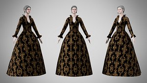 Dress 30 Golden Noir Velvet 3D model