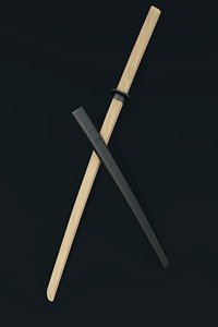 free bokto wooden sword 3d model