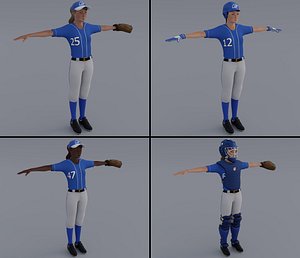 3D model Female Softball Players Pack - Rigged
