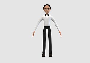 3D model male cartoon waiter