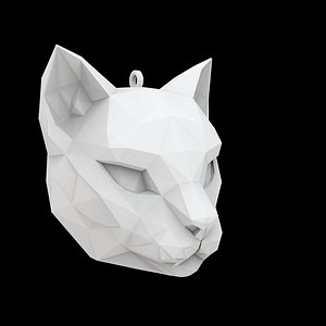 Low Poly Cat Face Pendant 3D Printable Model Jewelry 3D model