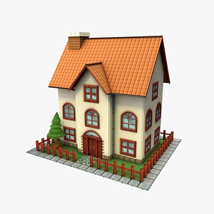 cartoon house low-poly 3D model