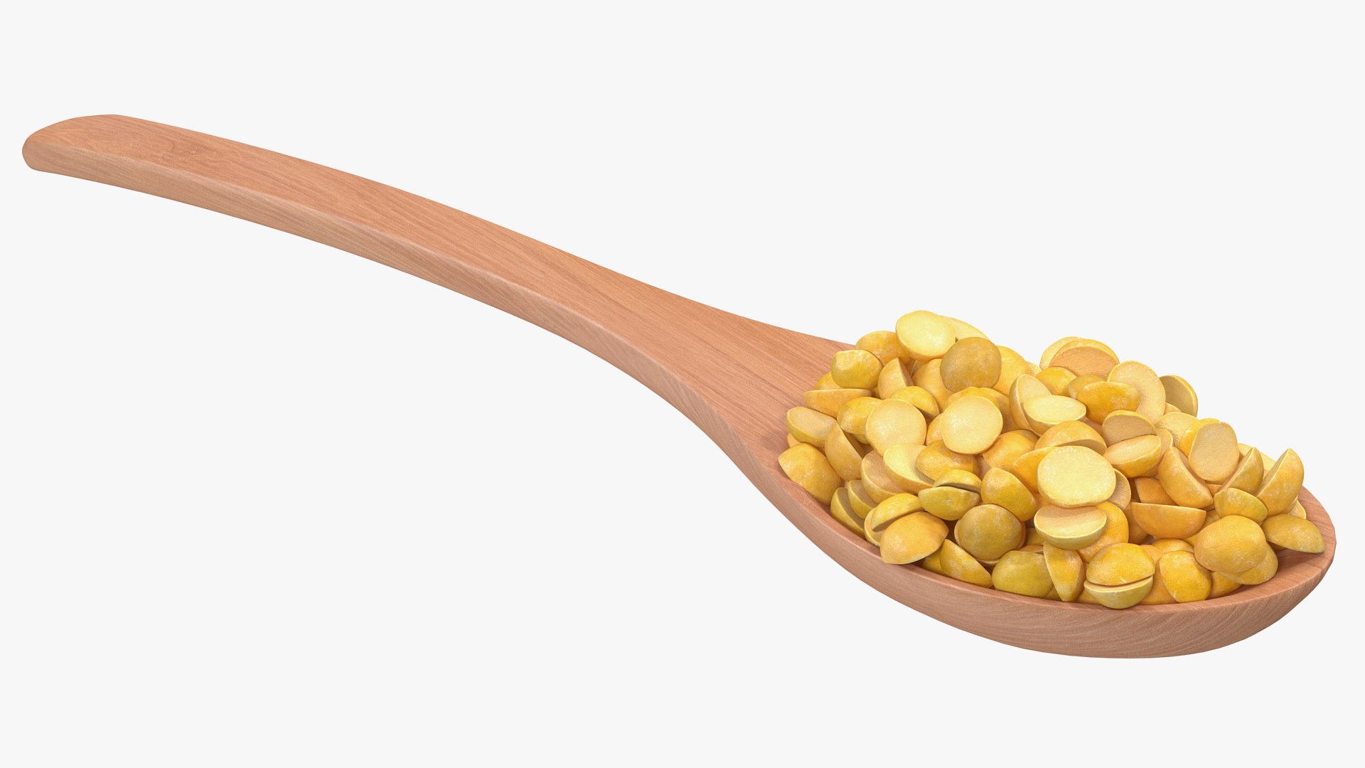 Split Mung Bean in Wooden Spoon 3D model preview