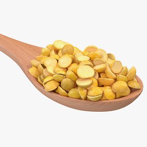 Split Mung Bean in Wooden Spoon