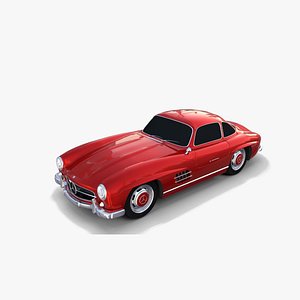 rigged mercedes 300sl w198 3d obj