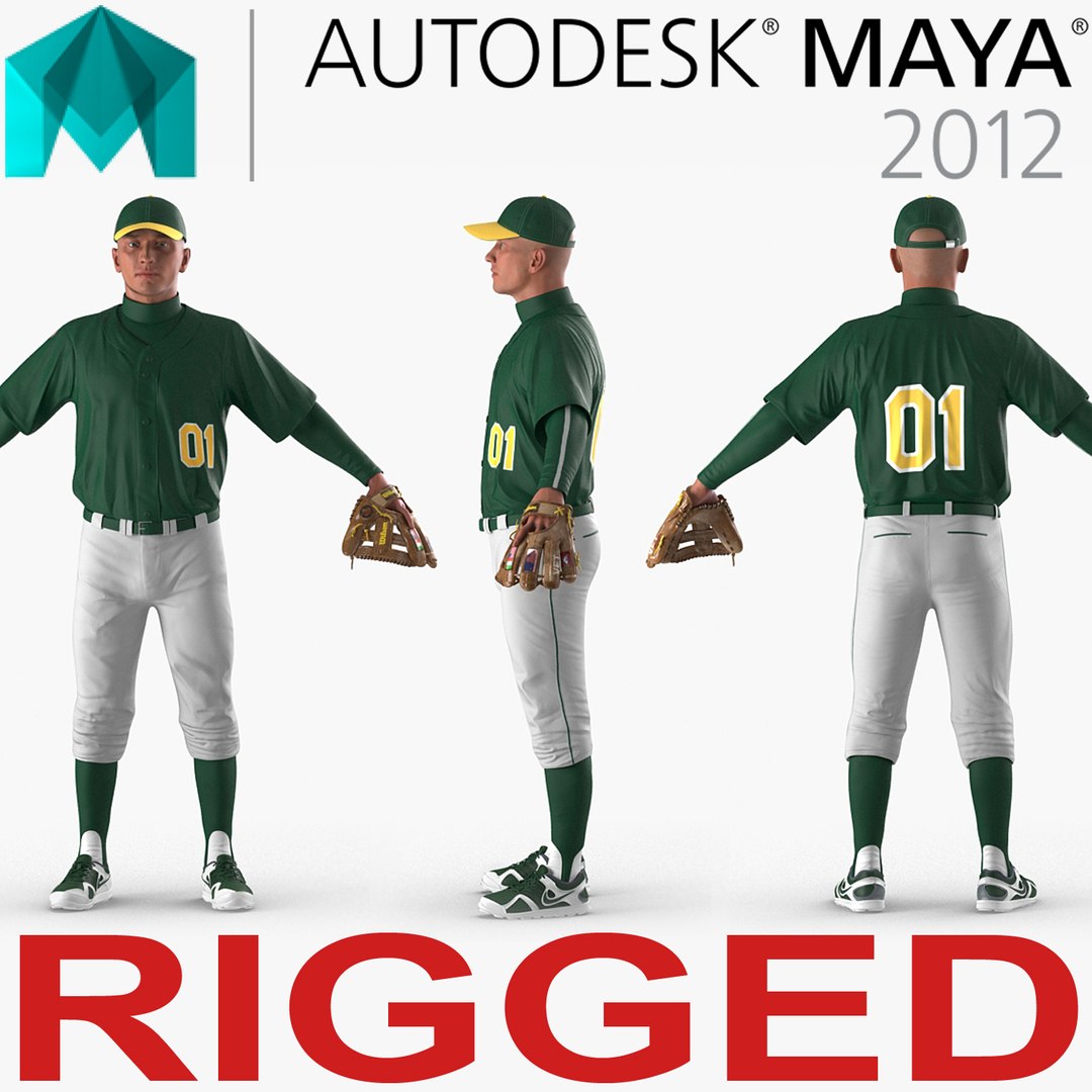 Baseball Player Rigged Generic for Maya 3D Model preview