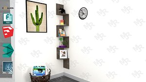 Wooden Corner Stand Pack VR / AR / low-poly 3D model