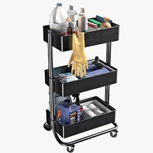 Multipurpose Janitorial Cart with Cleaning Supplies