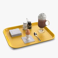 Breakfast Tray Set with Egg and Hot Beverage