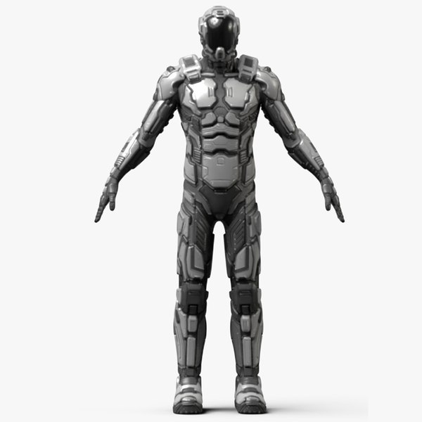 3D Futuristic Armored Robot Rigged for Maya