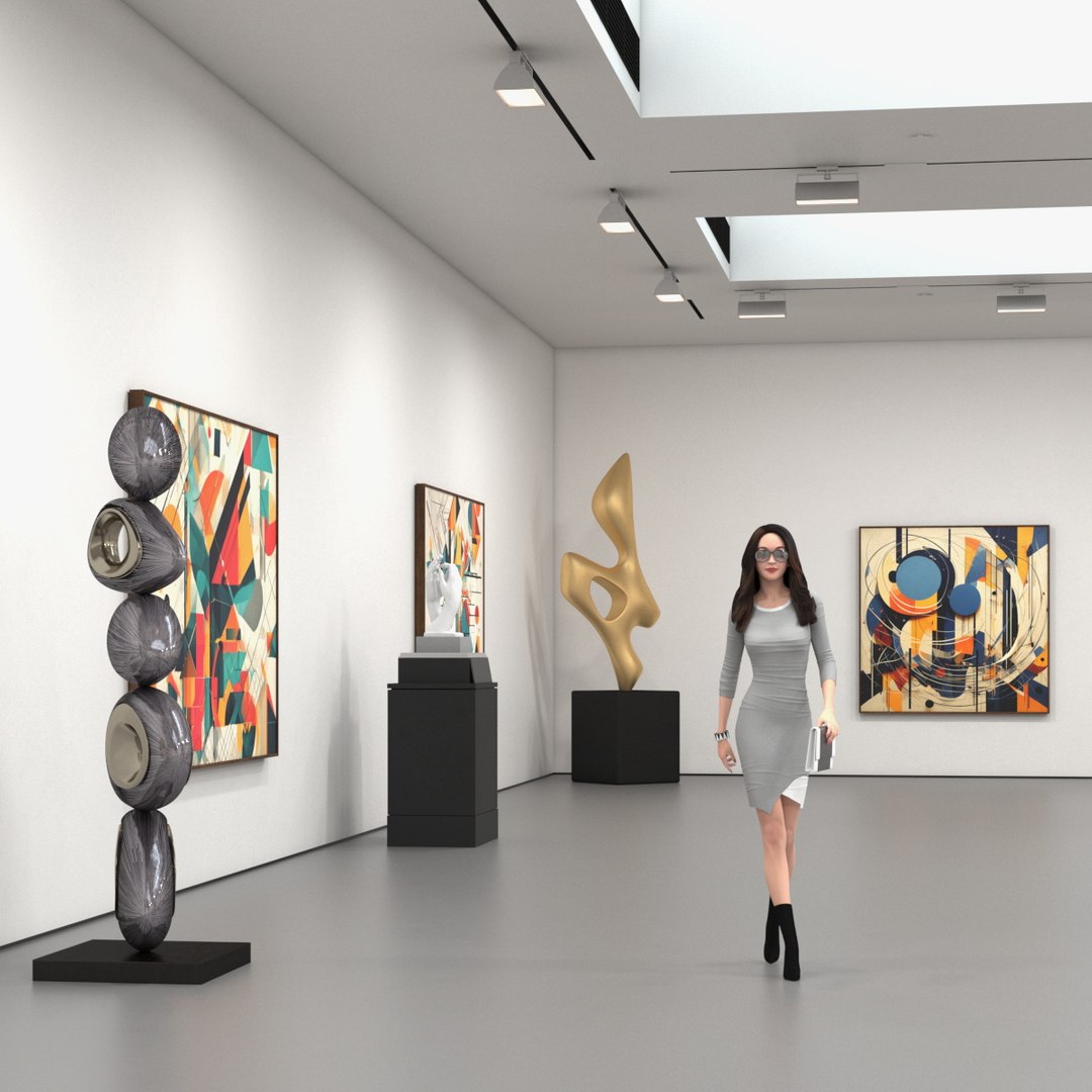 Modern Art Gallery Interior with Visitors
