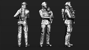 Fireman Figure Set 01 3D model
