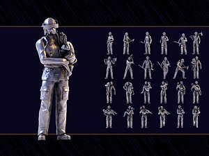 Fireman Figure Set 01 3D model