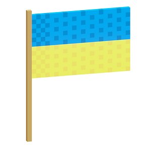 3D Ukrainian flag low poly 8 bit style free 3D model