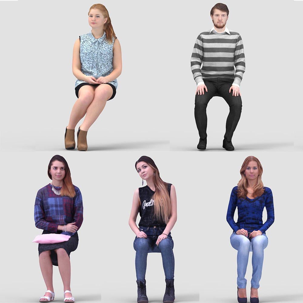 realistic casual humans 3d model