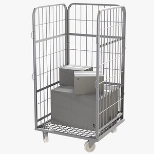 Wire Mesh Roll Storage Container + Cardboard Boxes