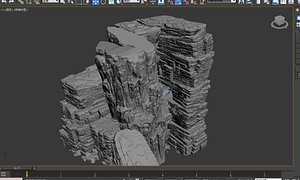 3D model cave rock mountain