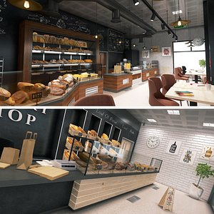 3D bakery coffee shop model