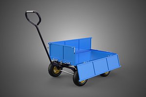 CONVERTIBLE DROP DOWN SIDE TROLLEY CART WAGON DOLLY TRAILER LOAD 3D