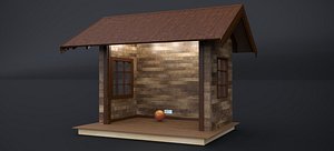 3D EUROPEAN COMMERCIAL WOODEN BUILDING STALL 2024-001 model