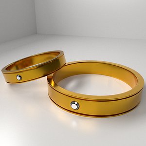 couple gold ring diamond 3D model