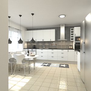 3d modern kitchen scene model