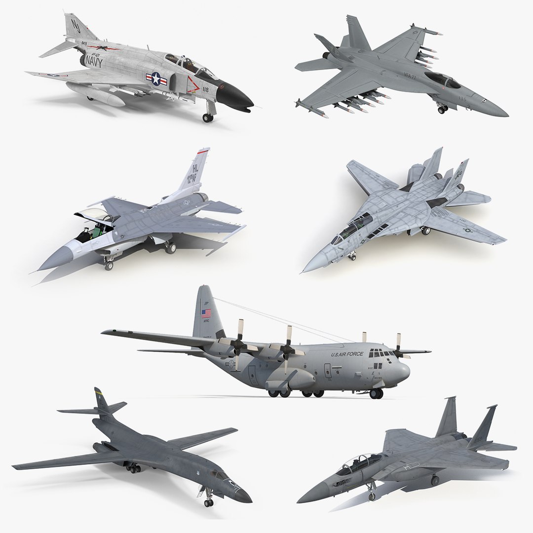 US Military Airplanes Collection 2 3D model preview