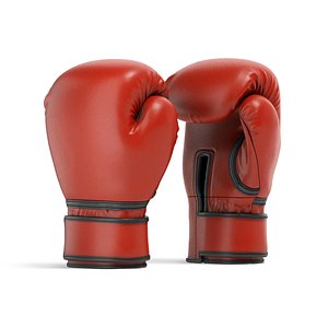 Red Leather Boxing Gloves - punch sparring kickboxing equipment 3D model