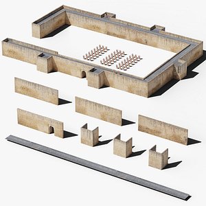 Modular Stone Walls Roman Ancient Fort Scan with LODs pack 8